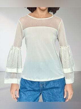 Thalia Sodi Mesh Bell-Sleeve Blouse